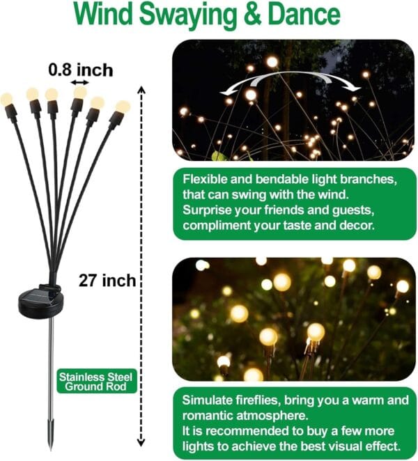 8 Count Solar Lights Outdoor Waterproof IPX5 Solar Garden Lights