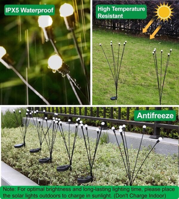 8 Count Solar Lights Outdoor Waterproof IPX5 Solar Garden Lights